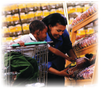 Image of mother and child in a grocery store
