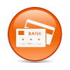 Orange icon with credit cards in the center