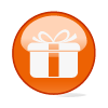 Orange icon with gift box in the center
